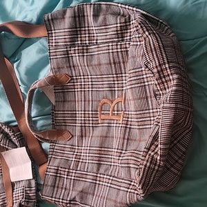Brand new tote large monogrammed R large tote with additional pouch and keyring